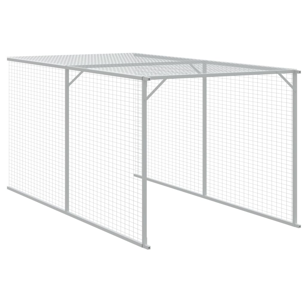 Coteț pui cu incintă gri deschis 110x1017x110cm oțel galvanizat GartenMobel Dekor