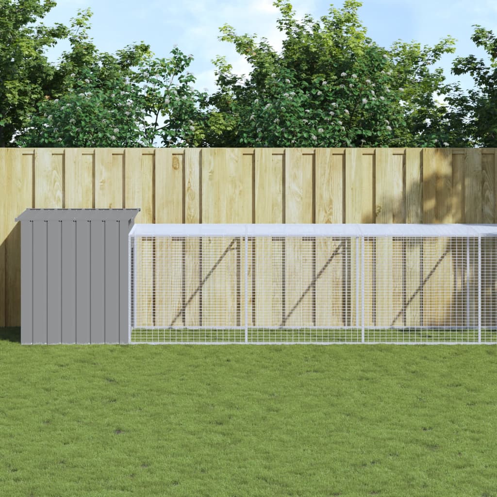 Coteț pui cu incintă gri deschis 110x1221x110cm oțel galvanizat GartenMobel Dekor