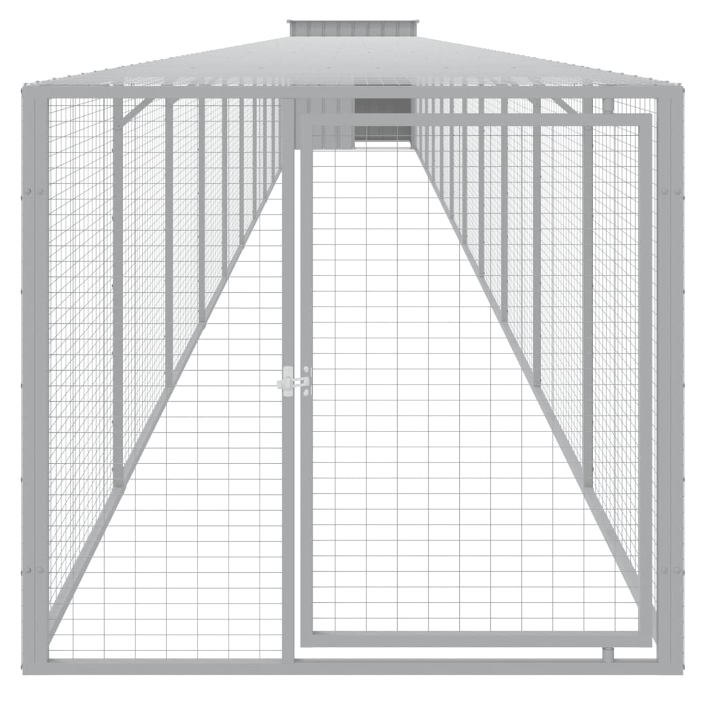 Coteț pui cu incintă gri deschis 110x1221x110cm oțel galvanizat GartenMobel Dekor