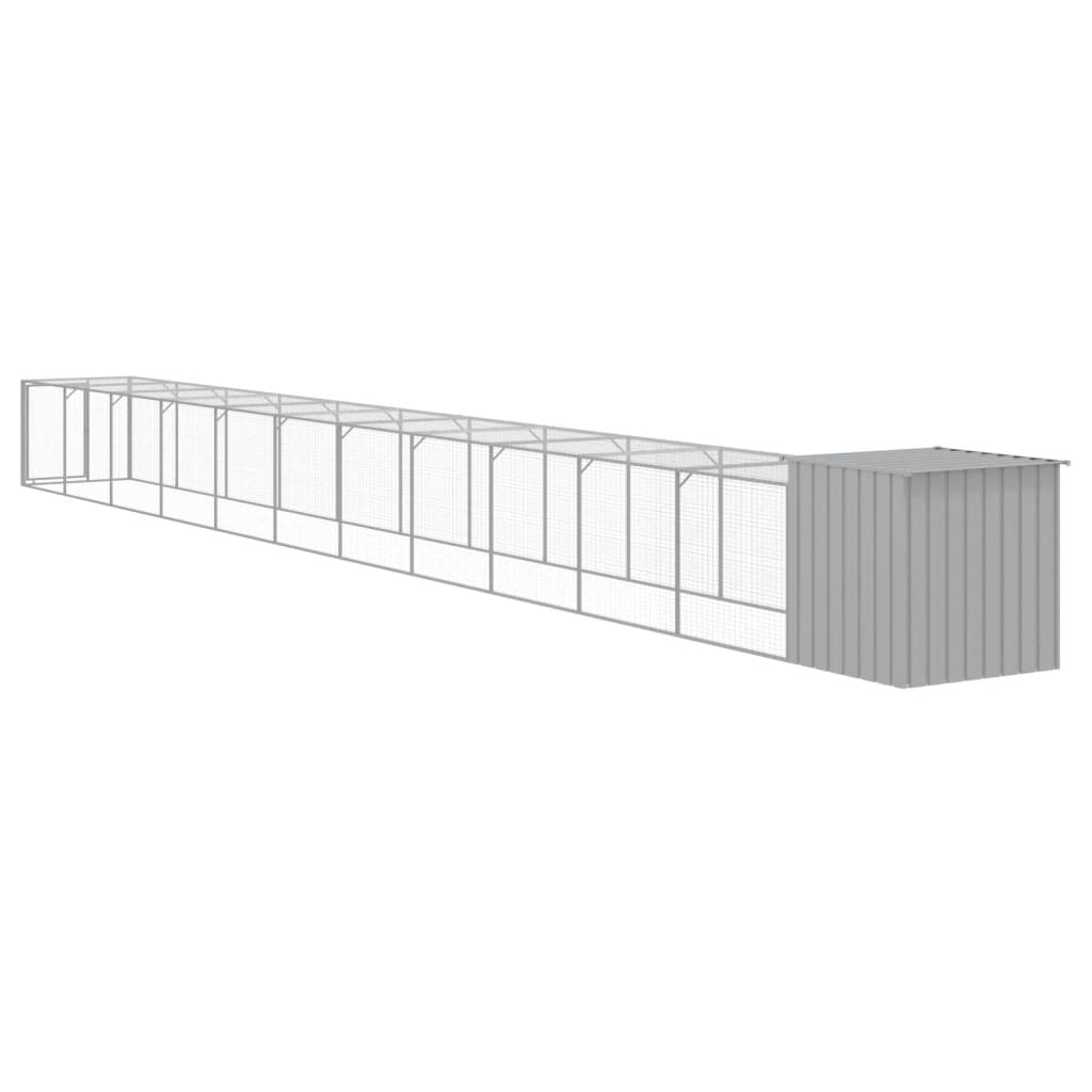 Coteț pui cu incintă gri deschis 110x1221x110cm oțel galvanizat GartenMobel Dekor