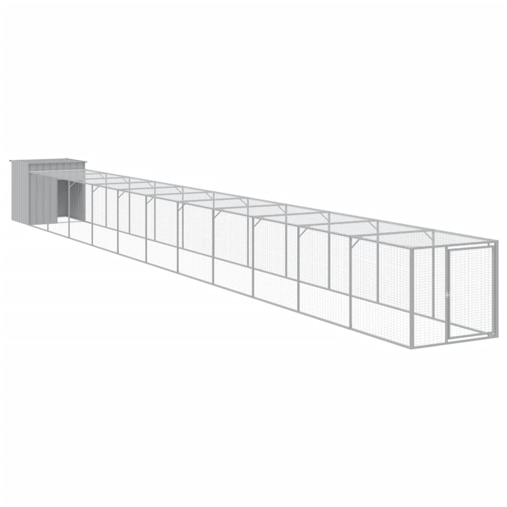 Coteț pui cu incintă gri deschis 110x1221x110cm oțel galvanizat GartenMobel Dekor