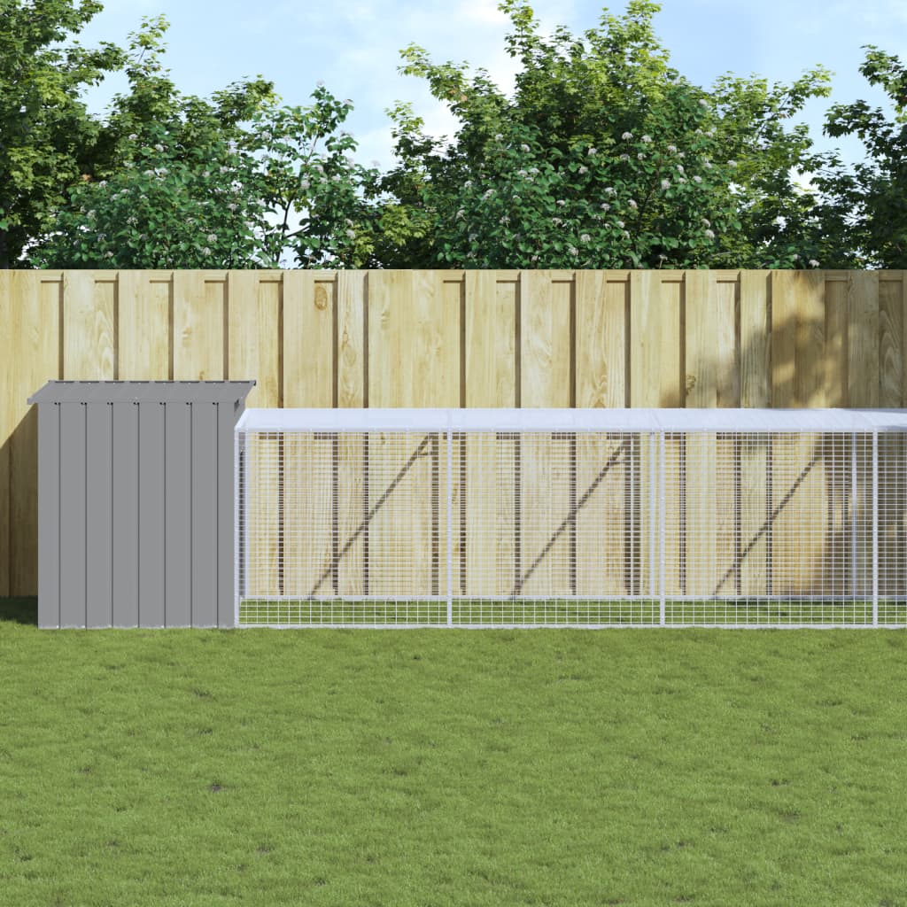 Coteț pui cu incintă gri deschis 110x813x110 cm oțel galvanizat GartenMobel Dekor