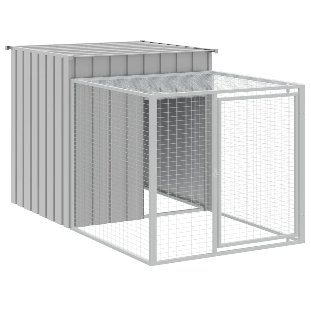 Coteț pui cu incintă gri deschis 110x813x110 cm oțel galvanizat GartenMobel Dekor