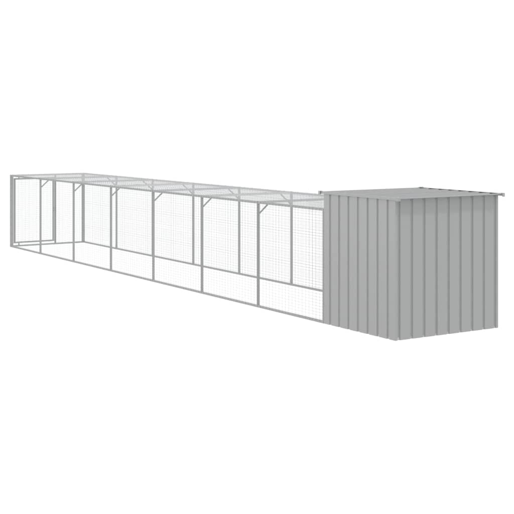 Coteț pui cu incintă gri deschis 110x813x110 cm oțel galvanizat GartenMobel Dekor