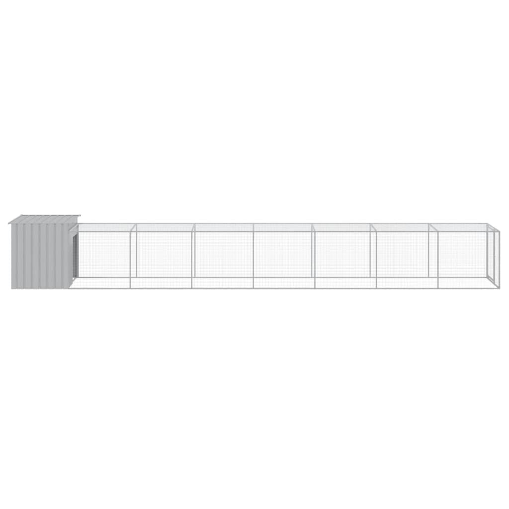 Coteț pui cu incintă gri deschis 110x813x110 cm oțel galvanizat GartenMobel Dekor