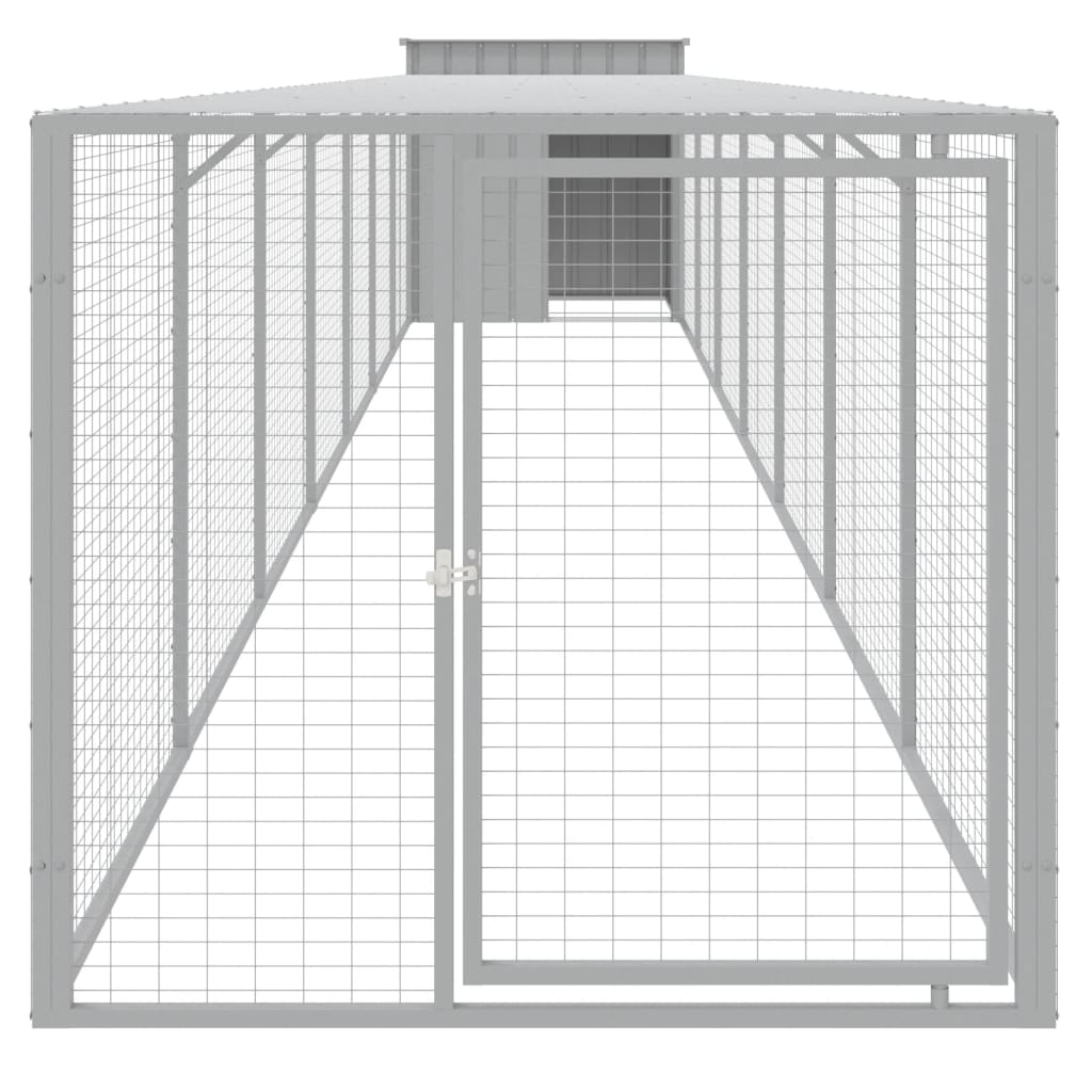 Coteț pui cu incintă gri deschis 110x813x110 cm oțel galvanizat GartenMobel Dekor