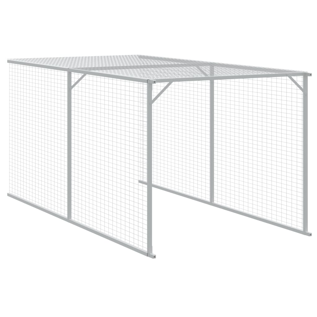 Coteț pui cu incintă gri deschis 110x813x110 cm oțel galvanizat GartenMobel Dekor
