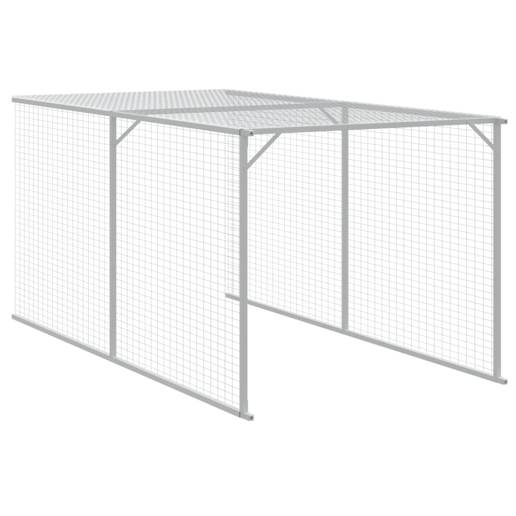 Coteț pui cu incintă gri deschis 117x813x123 cm oțel galvanizat GartenMobel Dekor
