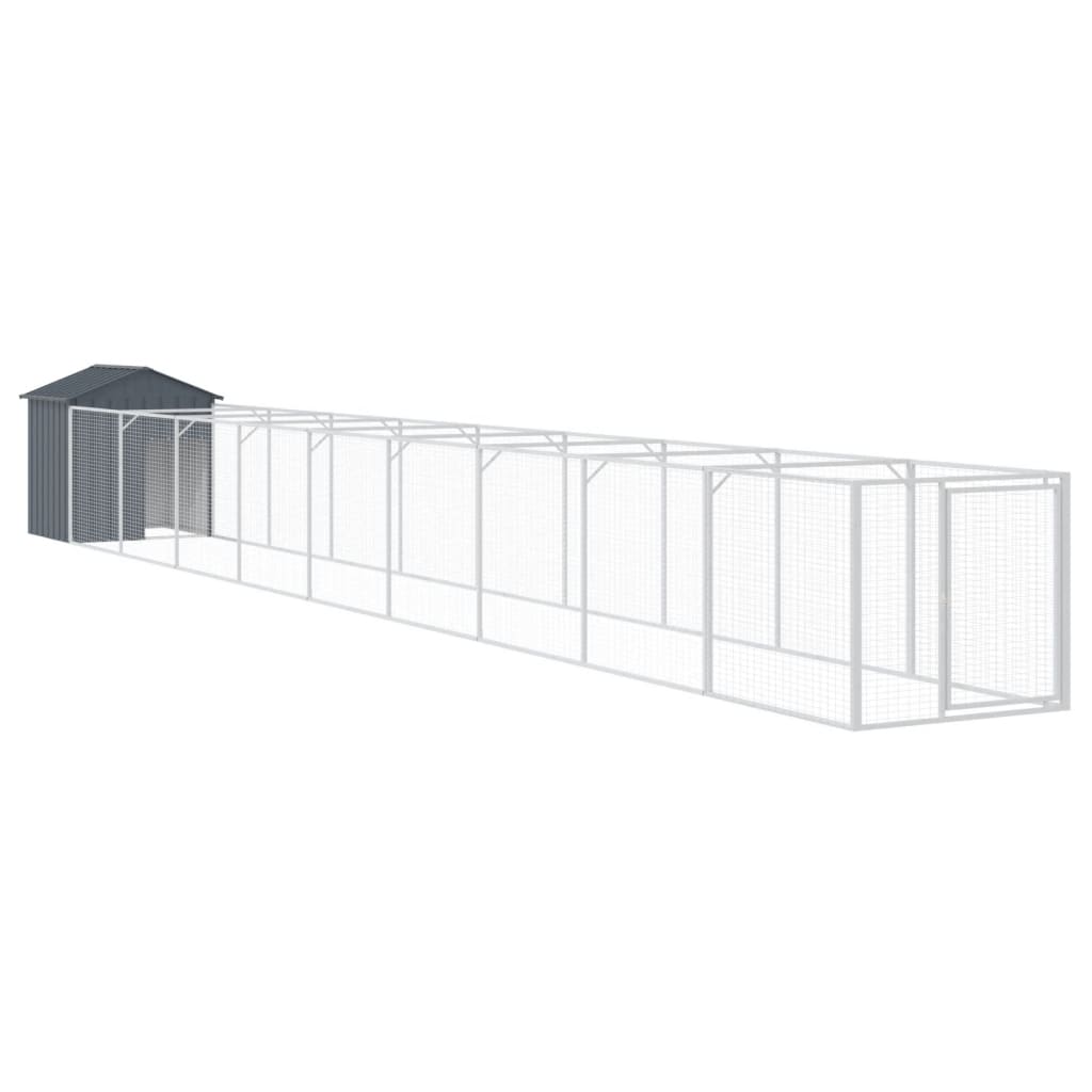 Cușcă câine cu acoperiș antracit 117x1017x123cm oțel galvanizat GartenMobel Dekor