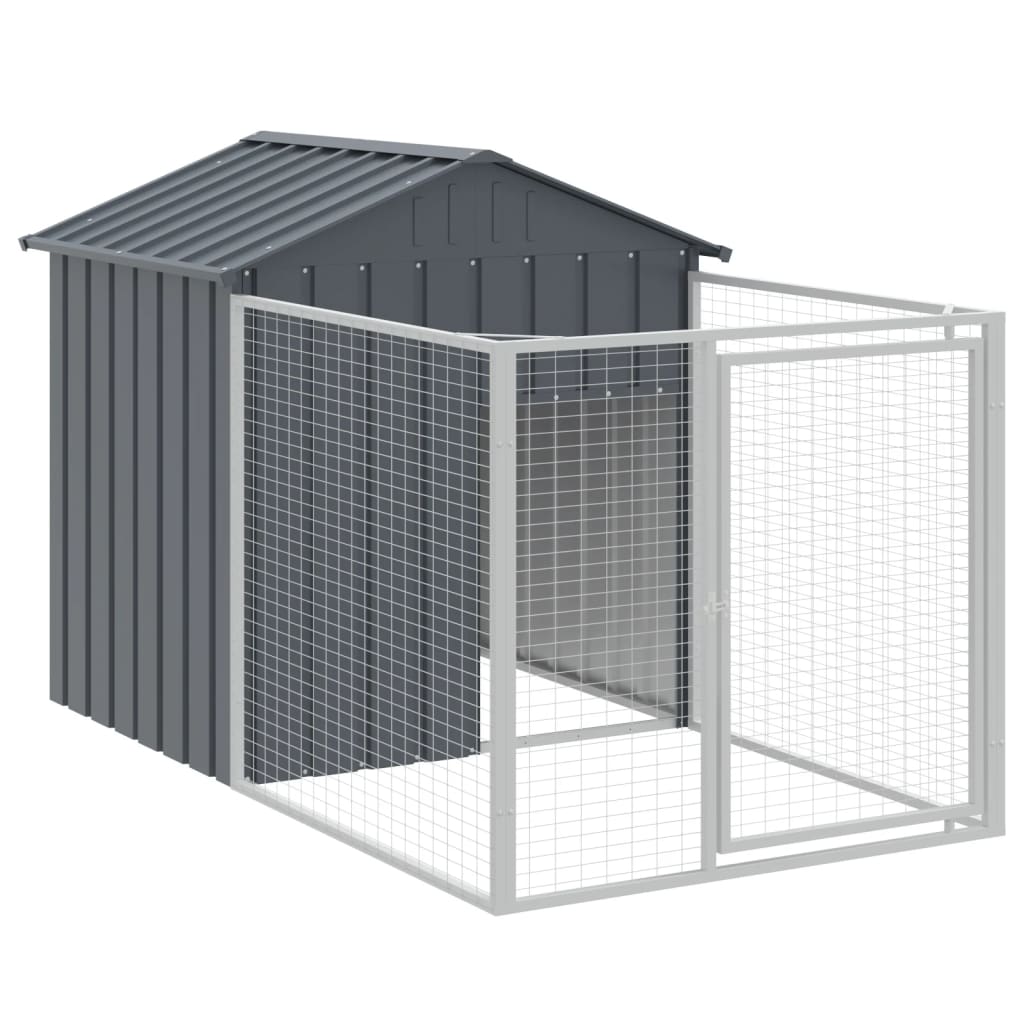 Cușcă câine cu acoperiș antracit 117x405x123 cm oțel galvanizat GartenMobel Dekor