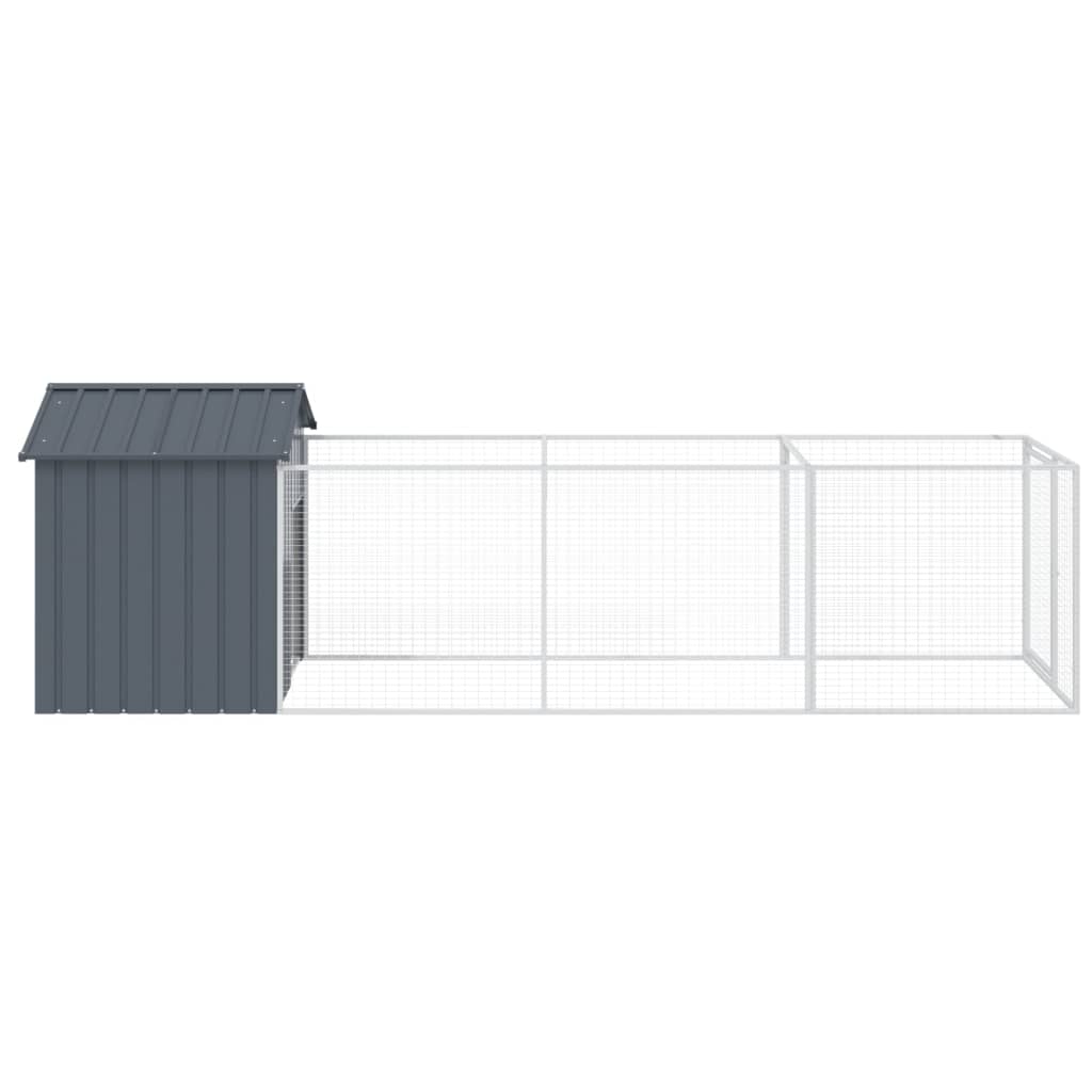 Cușcă câine cu acoperiș antracit 117x405x123 cm oțel galvanizat GartenMobel Dekor