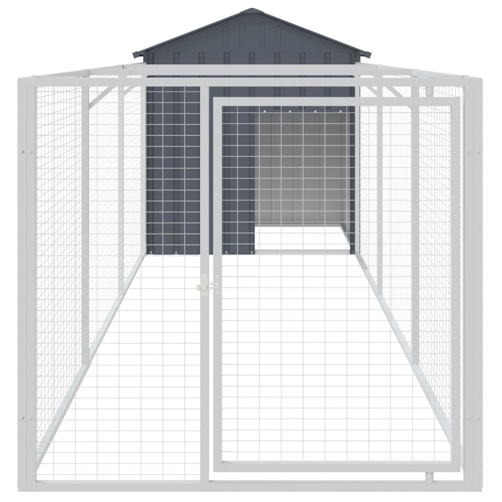 Cușcă câine cu acoperiș antracit 117x405x123 cm oțel galvanizat GartenMobel Dekor