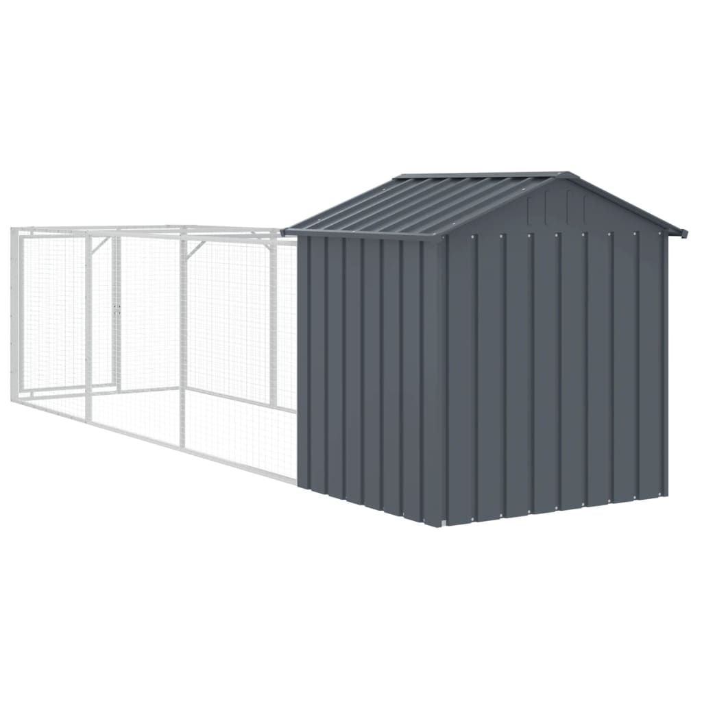 Cușcă câine cu acoperiș antracit 117x405x123 cm oțel galvanizat GartenMobel Dekor