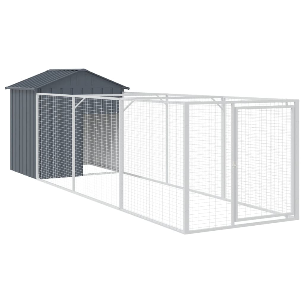 Cușcă câine cu acoperiș antracit 117x405x123 cm oțel galvanizat GartenMobel Dekor