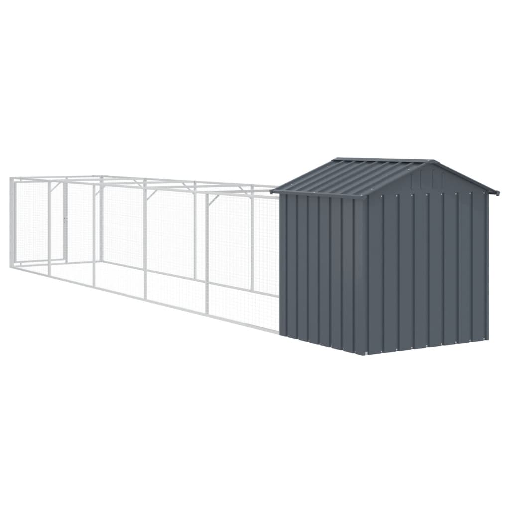 Cușcă câine cu acoperiș antracit 117x609x123 cm oțel galvanizat GartenMobel Dekor