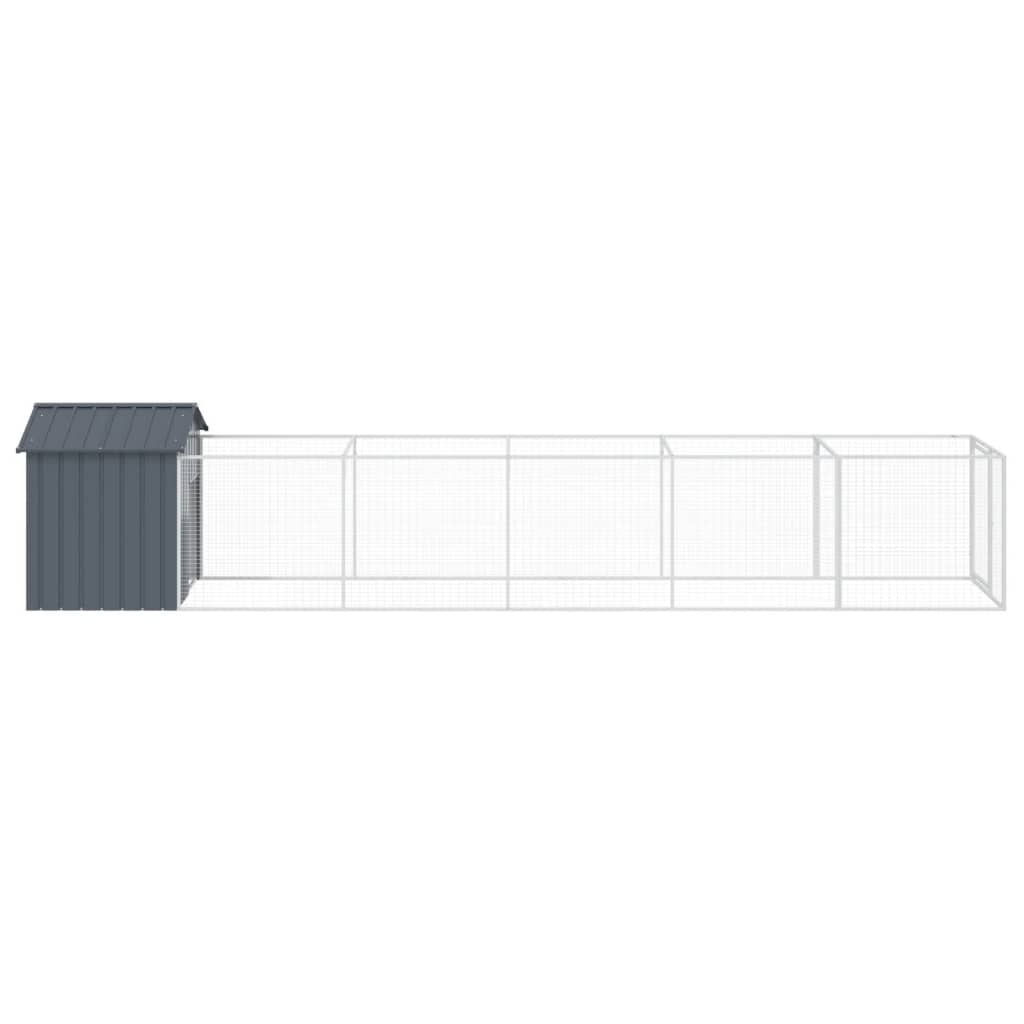 Cușcă câine cu acoperiș antracit 117x609x123 cm oțel galvanizat GartenMobel Dekor