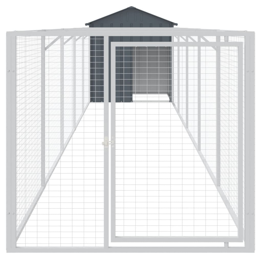 Cușcă câine cu acoperiș antracit 117x609x123 cm oțel galvanizat GartenMobel Dekor
