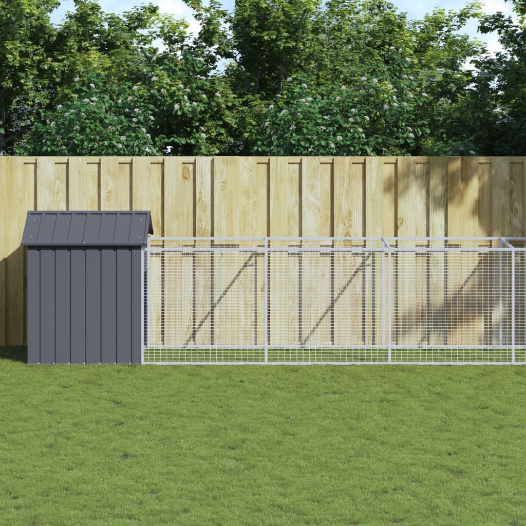 Cușcă câine cu acoperiș antracit 117x813x123 cm oțel galvanizat GartenMobel Dekor