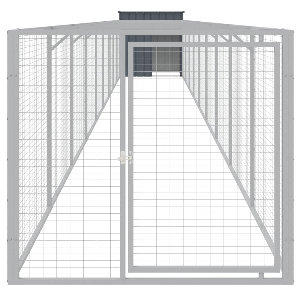 Cușcă câine cu țarc antracit 110x1017x110 cm oțel galvanizat GartenMobel Dekor