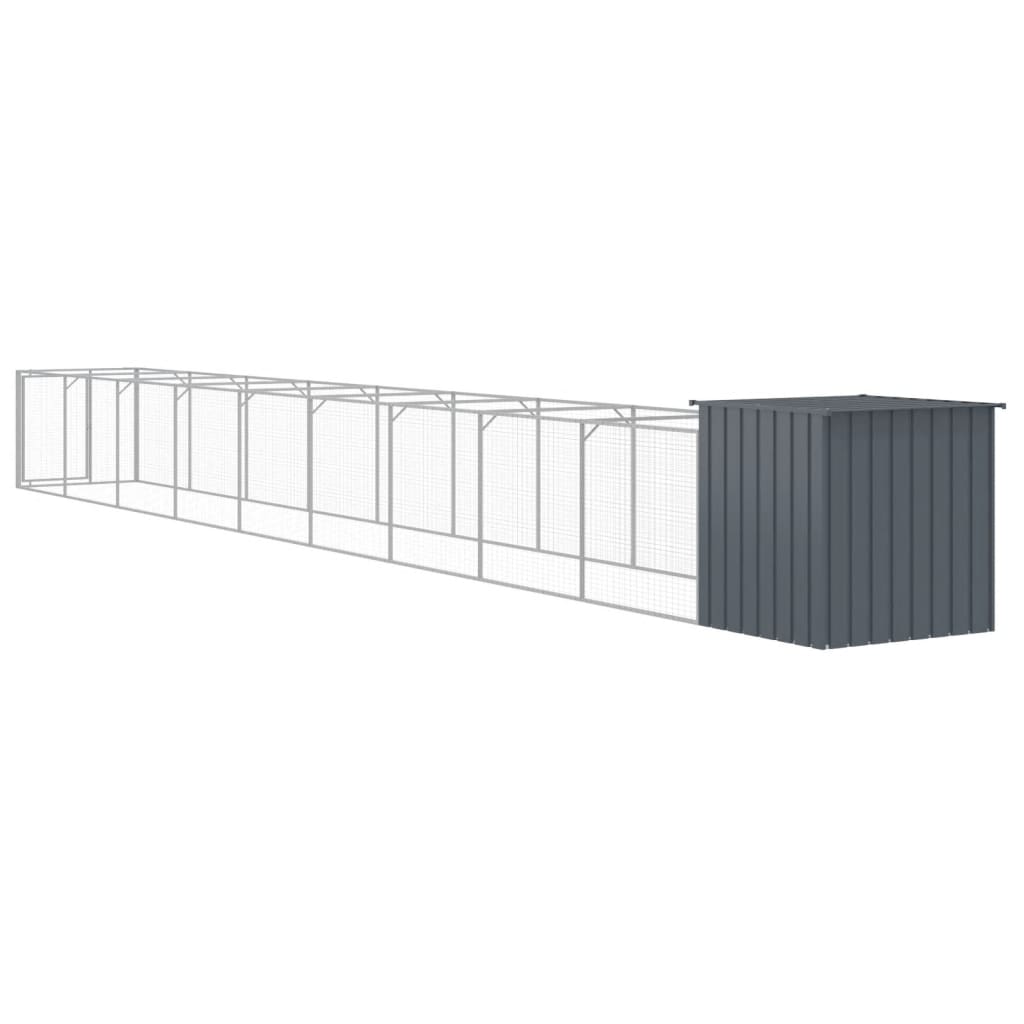 Cușcă câine cu țarc antracit 110x1017x110 cm oțel galvanizat GartenMobel Dekor