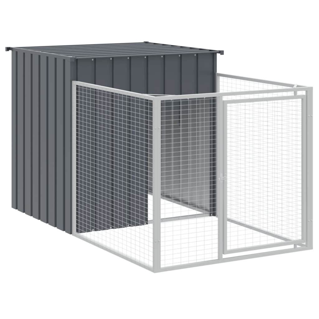 Cușcă câine cu țarc antracit 110x1017x110 cm oțel galvanizat GartenMobel Dekor