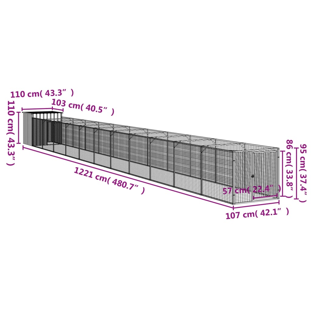 Cușcă câine cu țarc antracit 110x1221x110 cm oțel galvanizat GartenMobel Dekor