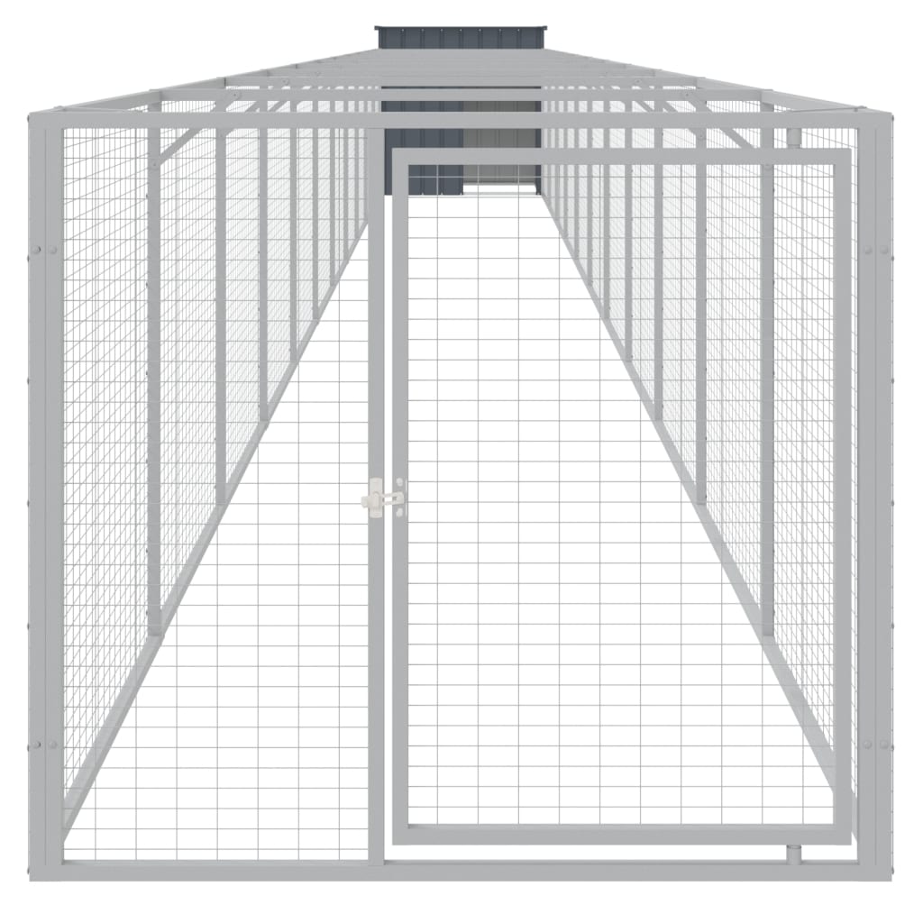Cușcă câine cu țarc antracit 110x1221x110 cm oțel galvanizat GartenMobel Dekor