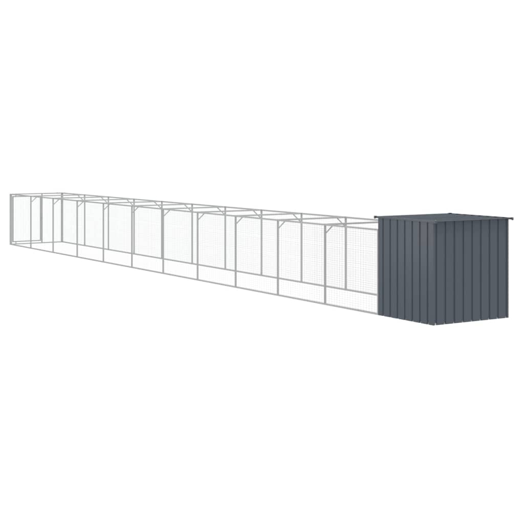 Cușcă câine cu țarc antracit 110x1221x110 cm oțel galvanizat GartenMobel Dekor