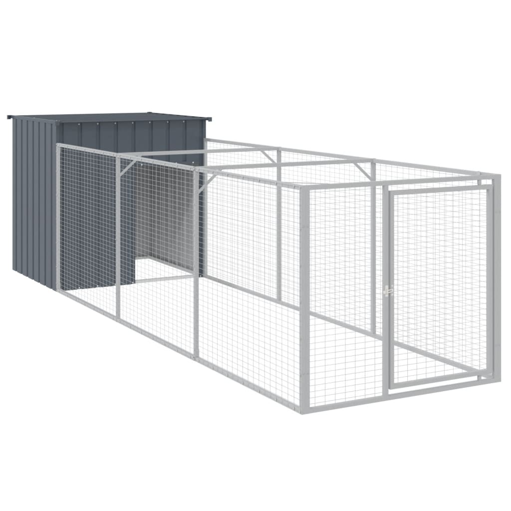 Cușcă câine cu țarc antracit 110x405x110 cm oțel galvanizat GartenMobel Dekor