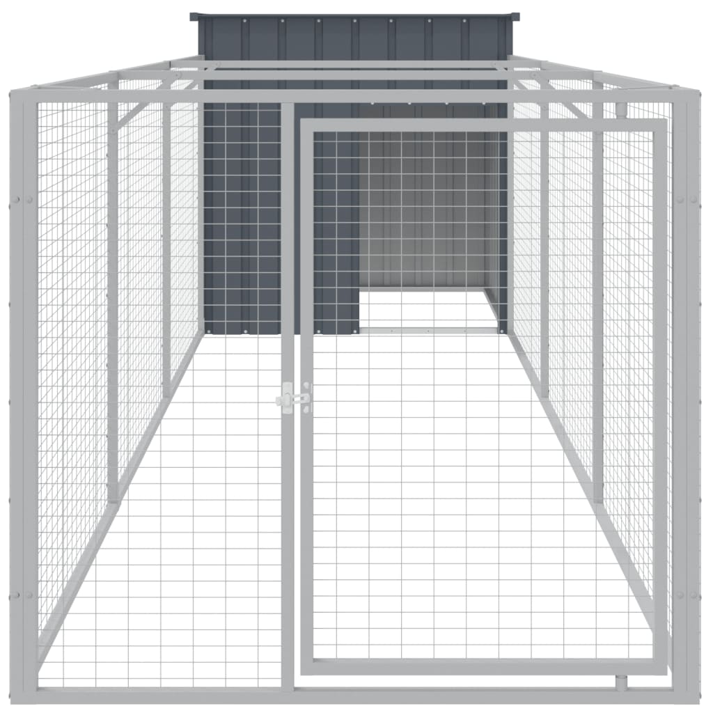 Cușcă câine cu țarc antracit 110x405x110 cm oțel galvanizat GartenMobel Dekor