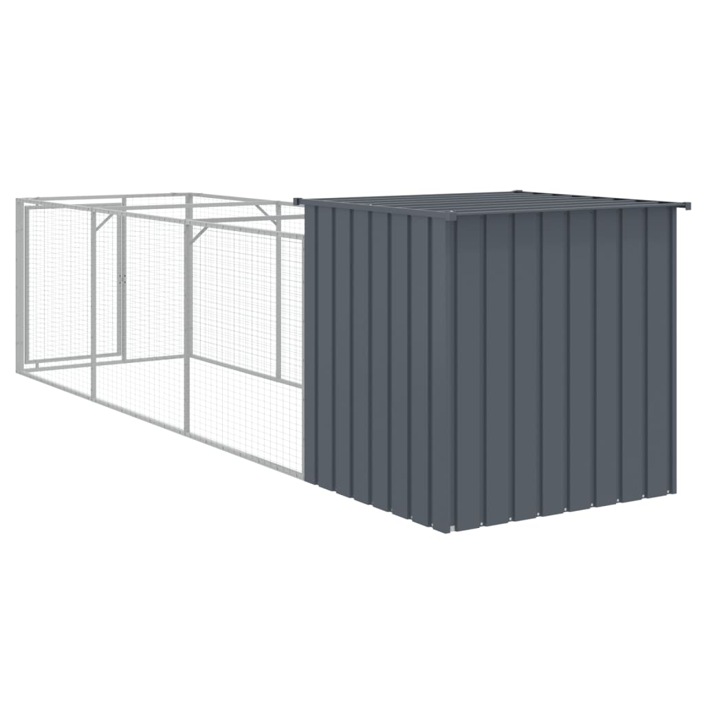 Cușcă câine cu țarc antracit 110x405x110 cm oțel galvanizat GartenMobel Dekor