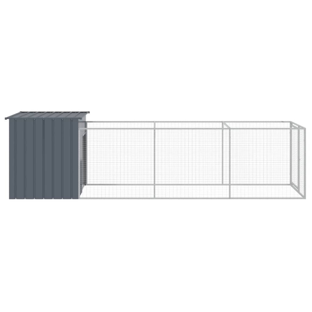 Cușcă câine cu țarc antracit 110x405x110 cm oțel galvanizat GartenMobel Dekor