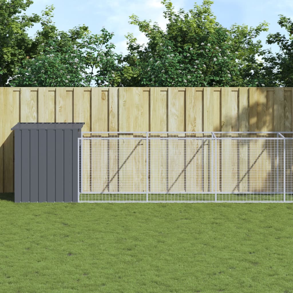 Cușcă câine cu țarc antracit 110x609x110 cm oțel galvanizat GartenMobel Dekor