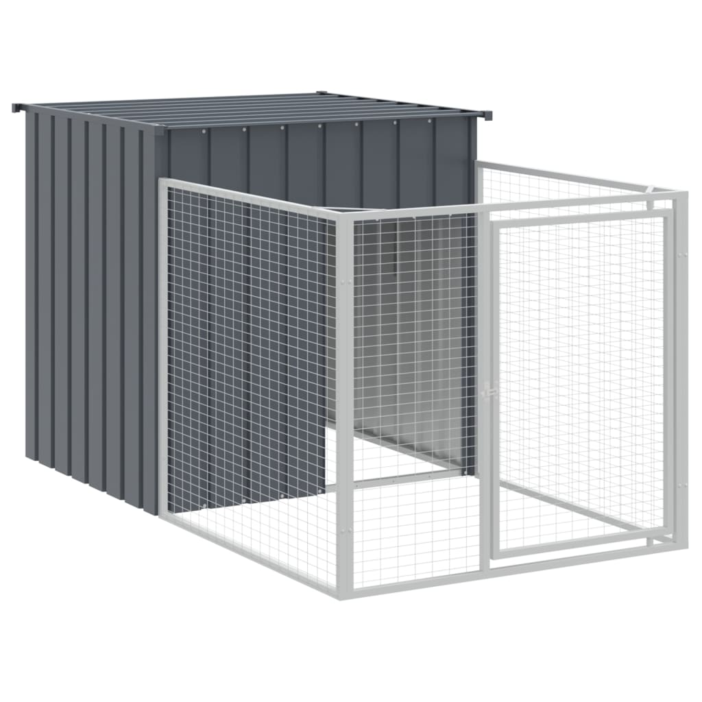 Cușcă câine cu țarc antracit 110x609x110 cm oțel galvanizat GartenMobel Dekor