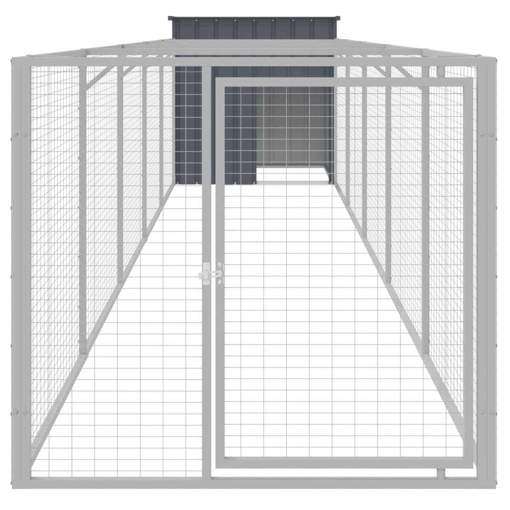 Cușcă câine cu țarc antracit 110x609x110 cm oțel galvanizat GartenMobel Dekor