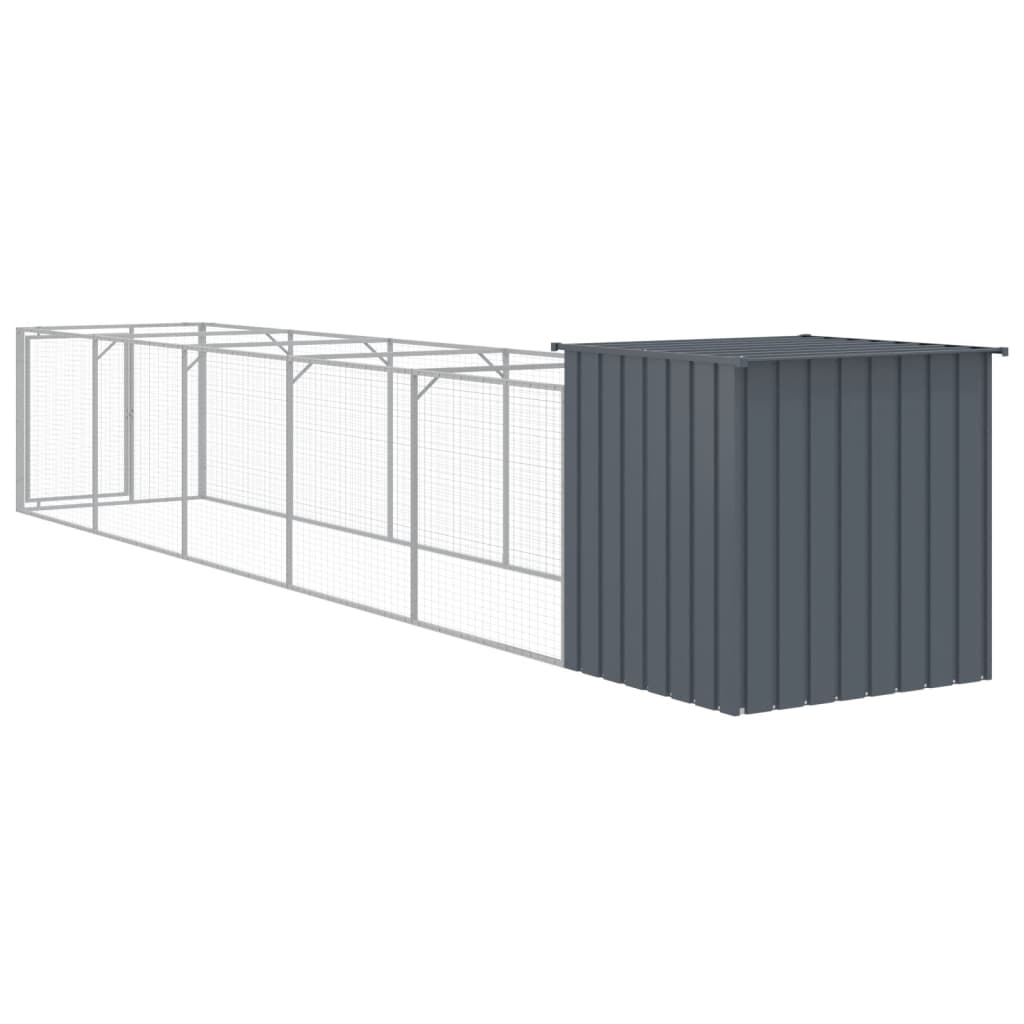 Cușcă câine cu țarc antracit 110x609x110 cm oțel galvanizat GartenMobel Dekor