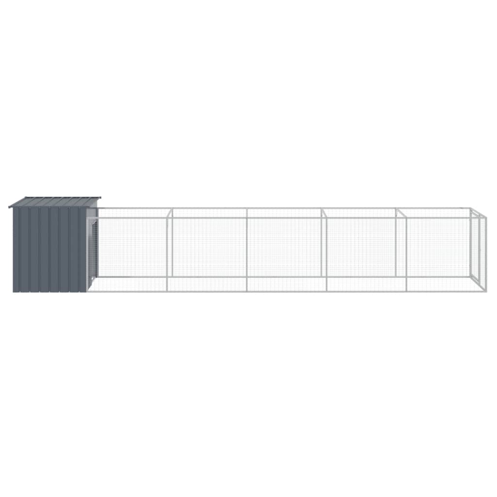 Cușcă câine cu țarc antracit 110x609x110 cm oțel galvanizat GartenMobel Dekor