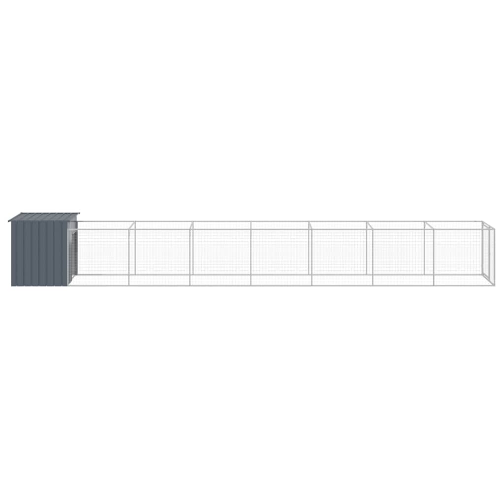 Cușcă câine cu țarc antracit 110x813x110 cm oțel galvanizat GartenMobel Dekor