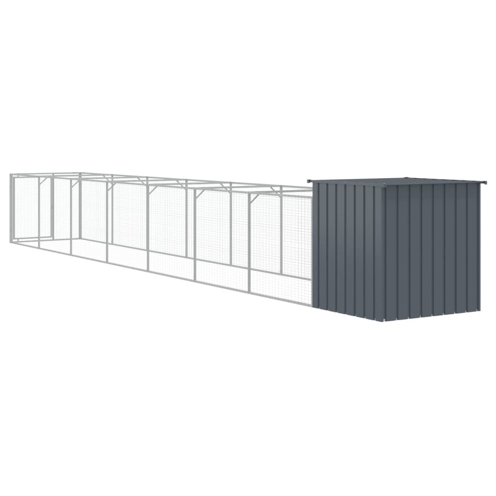 Cușcă câine cu țarc antracit 110x813x110 cm oțel galvanizat GartenMobel Dekor