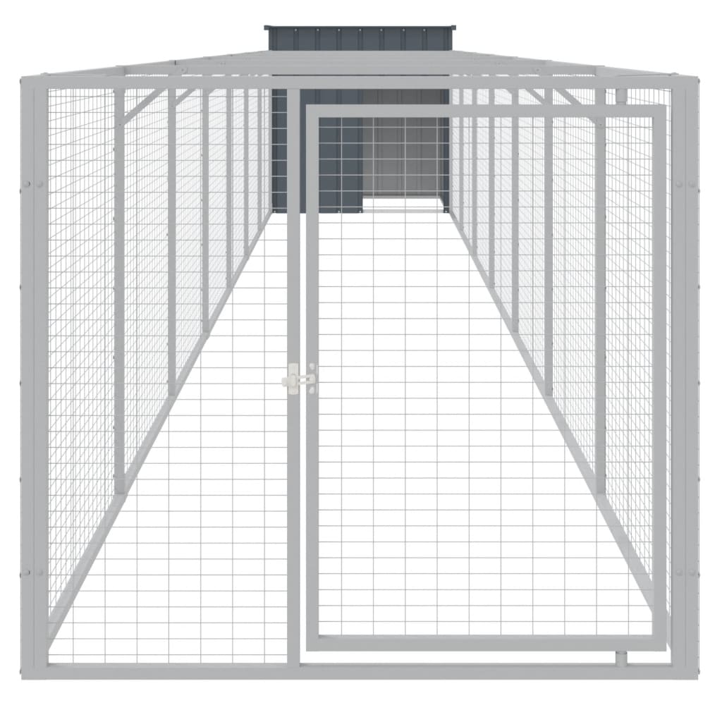 Cușcă câine cu țarc antracit 110x813x110 cm oțel galvanizat GartenMobel Dekor