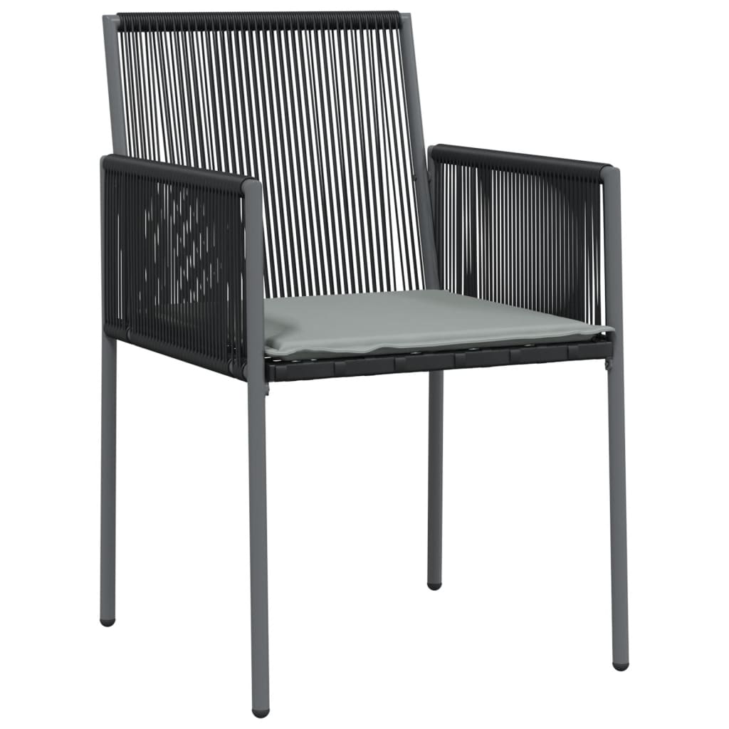 Set mobilier grădină cu perne, 5 piese, negru, poliratan & oțel GartenMobel Dekor