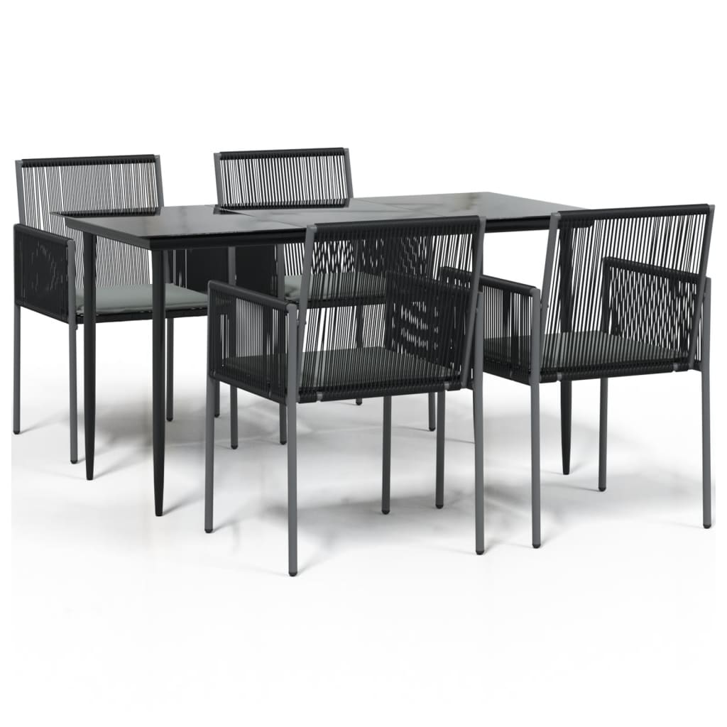 Set mobilier grădină cu perne, 5 piese, negru, poliratan & oțel GartenMobel Dekor