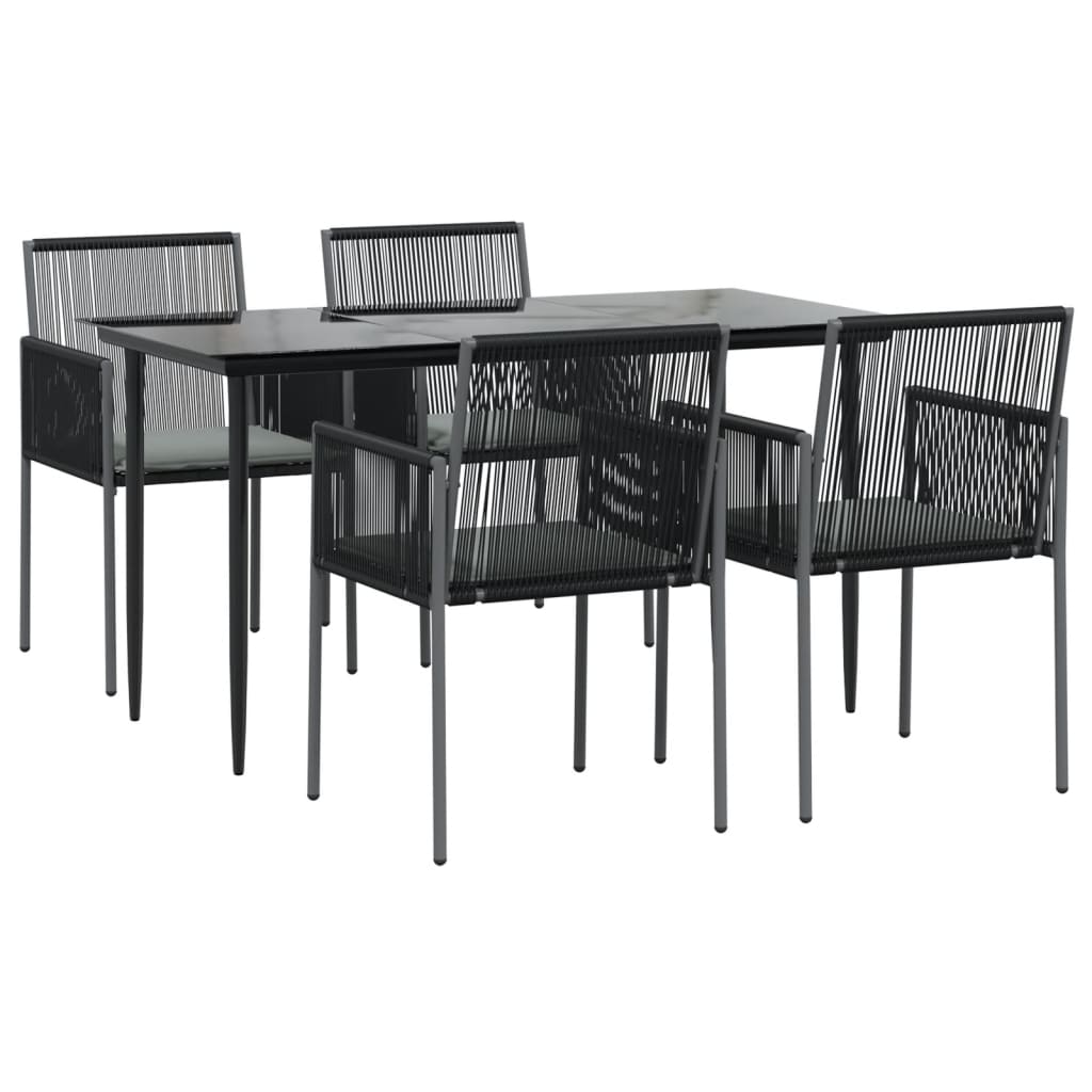 Set mobilier grădină cu perne, 5 piese, negru, poliratan & oțel GartenMobel Dekor
