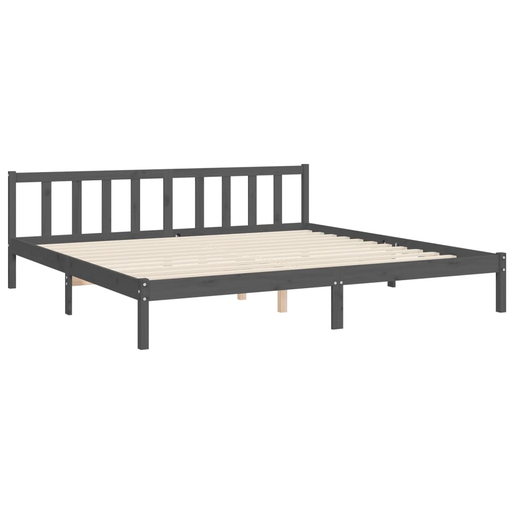 Cadru pat cu tăblie 200x200 cm, gri, lemn masiv GartenMobel Dekor