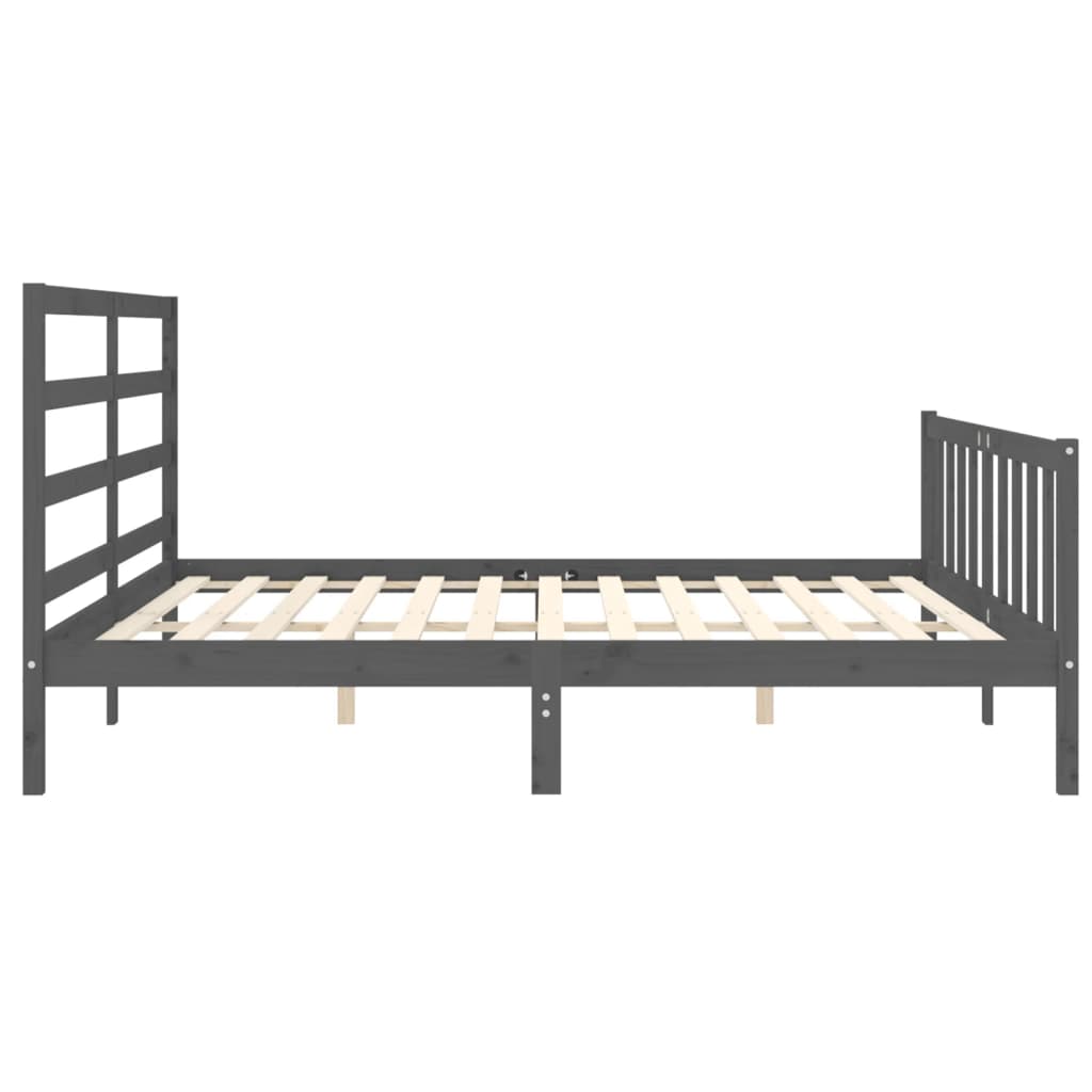 Cadru pat cu tăblie 200x200 cm, gri, lemn masiv GartenMobel Dekor