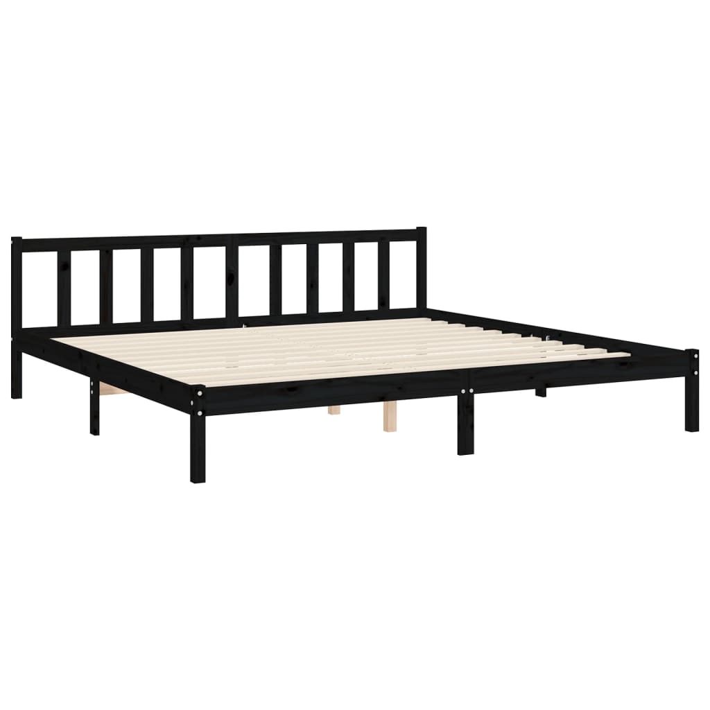 Cadru pat cu tăblie 200x200 cm, negru, lemn masiv GartenMobel Dekor