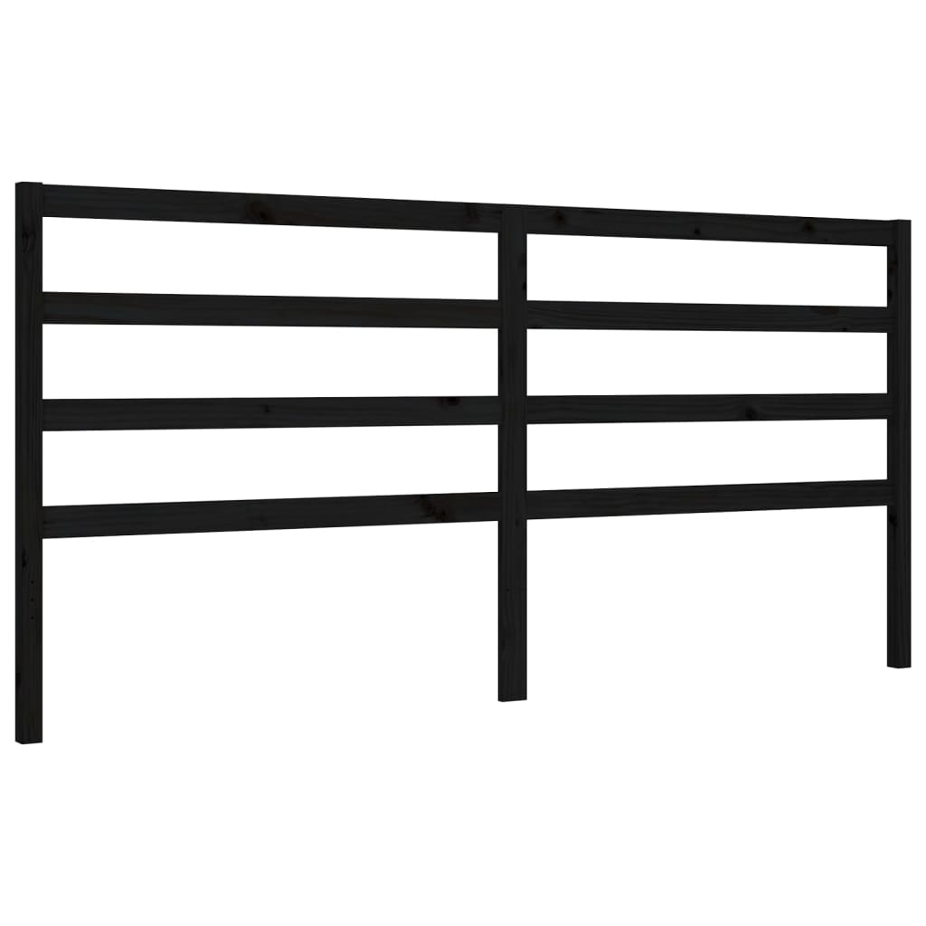 Cadru pat cu tăblie 200x200 cm, negru, lemn masiv GartenMobel Dekor