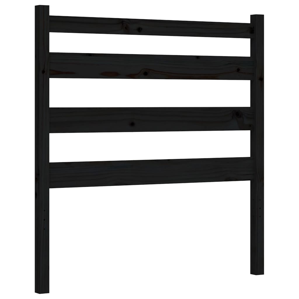 Cadru de pat cu tăblie Small Single, negru, lemn masiv GartenMobel Dekor