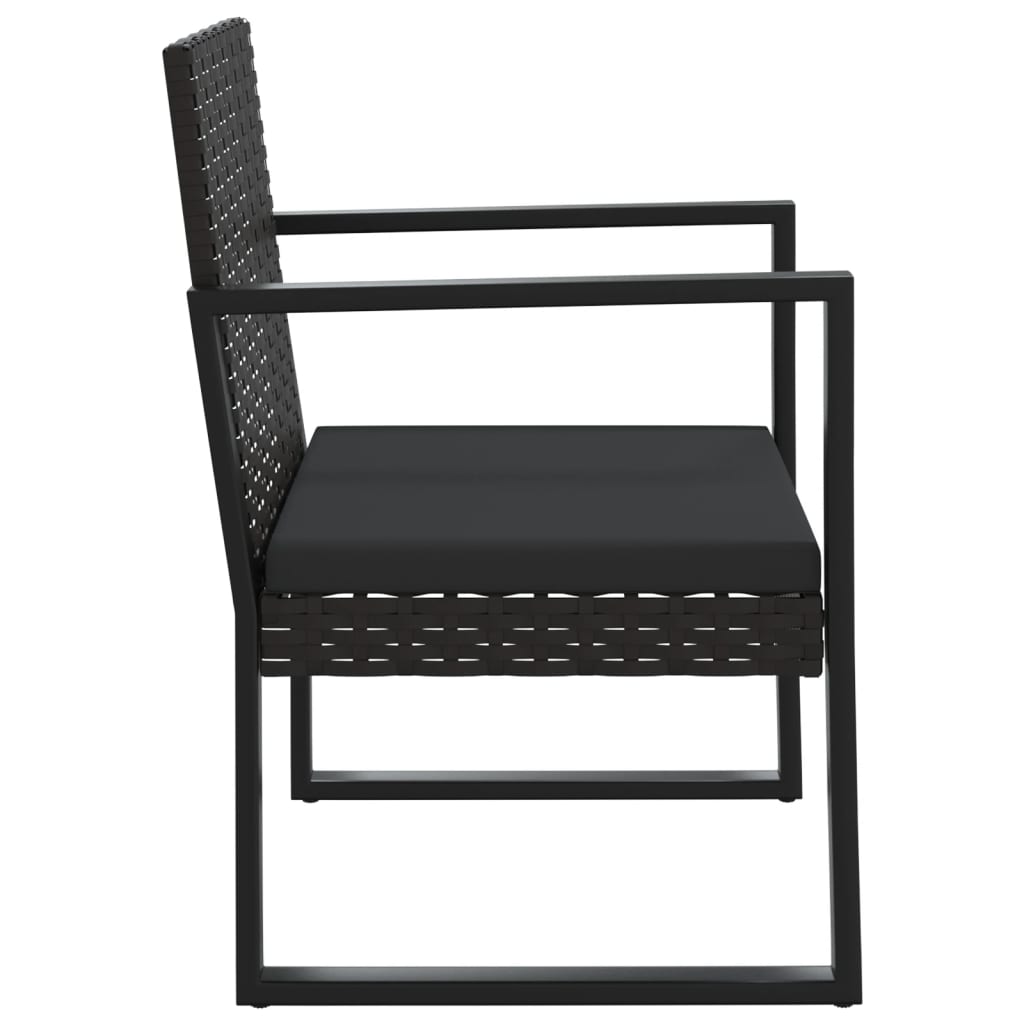 Set mobilier de grădină cu perne, 3 piese, negru, poliratan GartenMobel Dekor