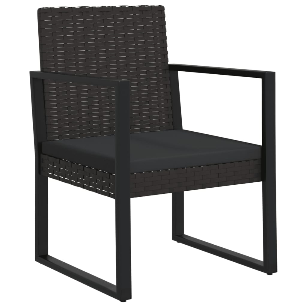 Set mobilier de grădină cu perne, 3 piese, negru, poliratan GartenMobel Dekor
